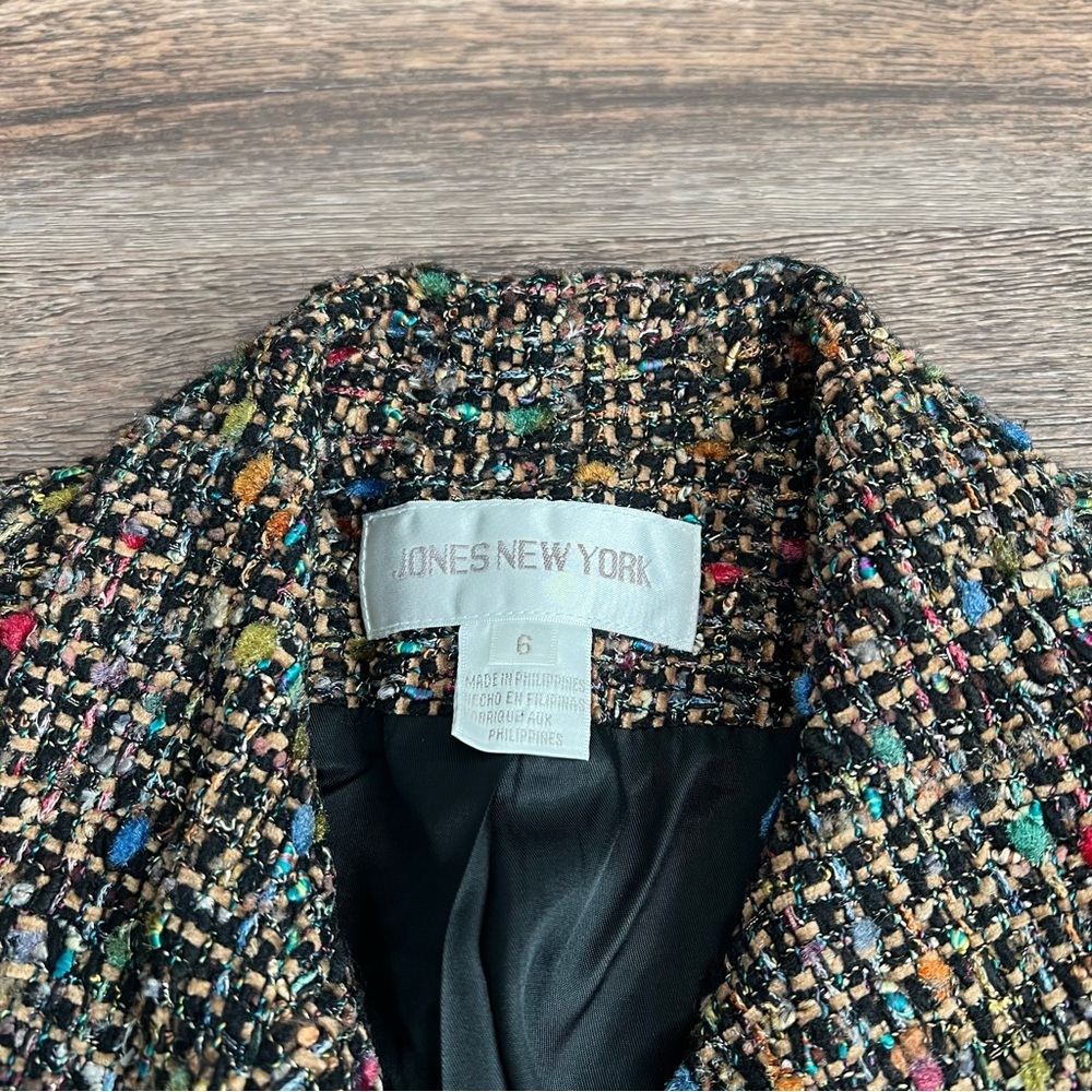 ❄️ Jones New York Multicolor Tweed Wool Blazer Jacket Size 6 Classic Tailored - Picture 6 of 9